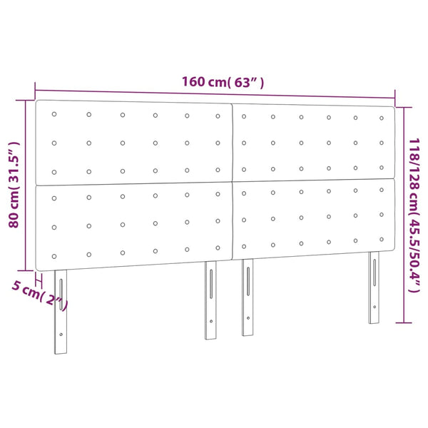 LED Kopfteil Weiß 160x5x118/128 cm Kunstleder