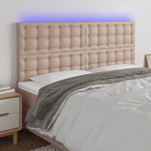 LED Kopfteil Cappuccino-Braun 160x5x118/128cm Kunstleder