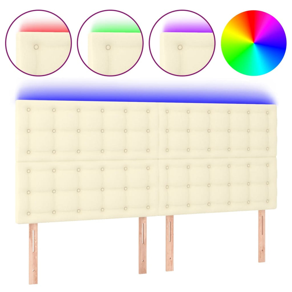 LED Kopfteil Creme 180x5x118/128 cm Kunstleder
