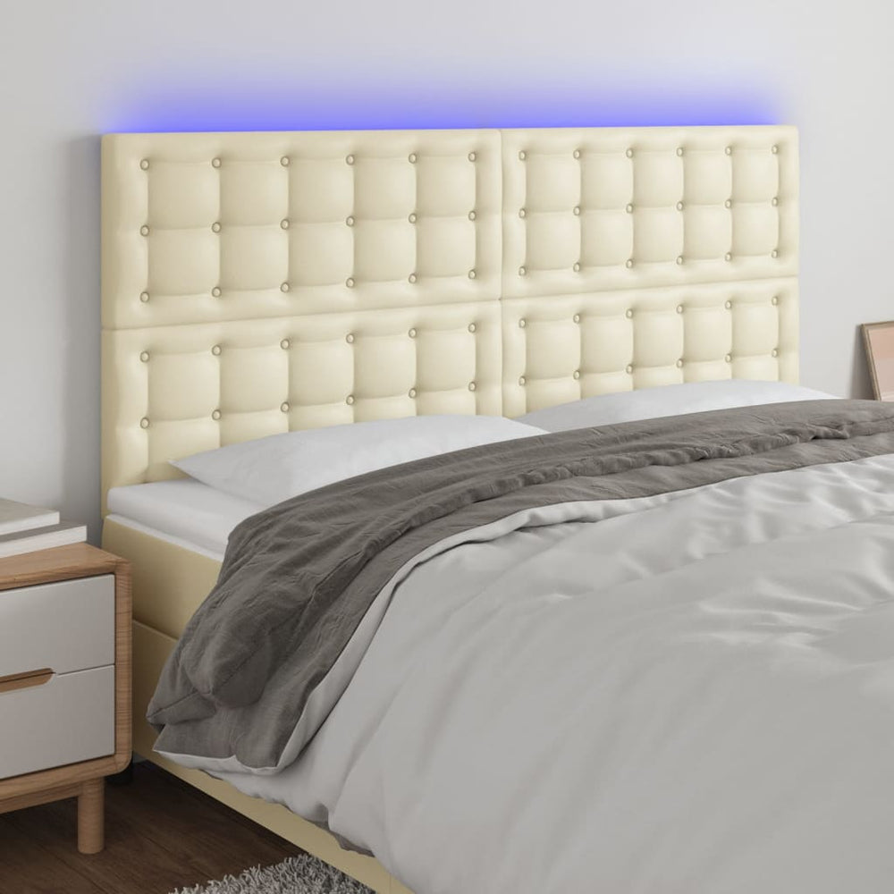 LED Kopfteil Creme 180x5x118/128 cm Kunstleder
