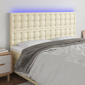 LED Kopfteil Creme 200x5x118/128 cm Kunstleder
