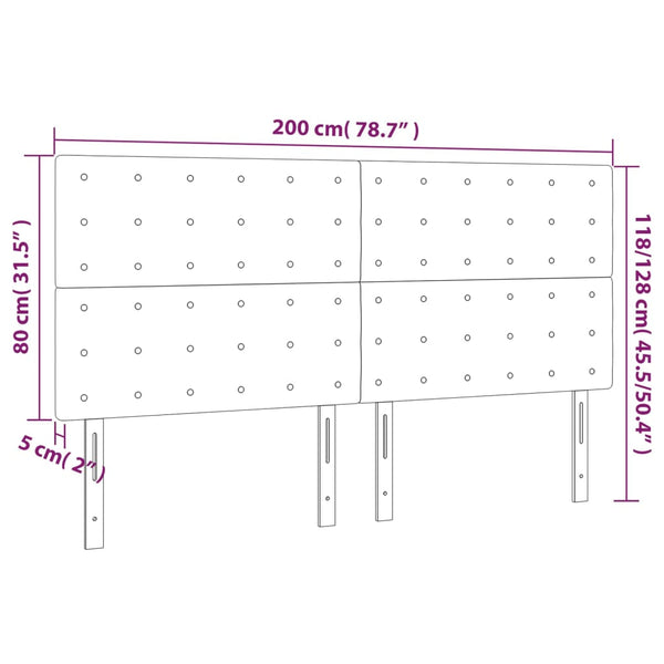 LED Kopfteil Cappuccino-Braun 200x5x118/128cm Kunstleder