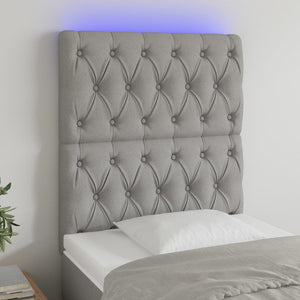 LED Kopfteil Hellgrau 80x7x118/128 cm Stoff