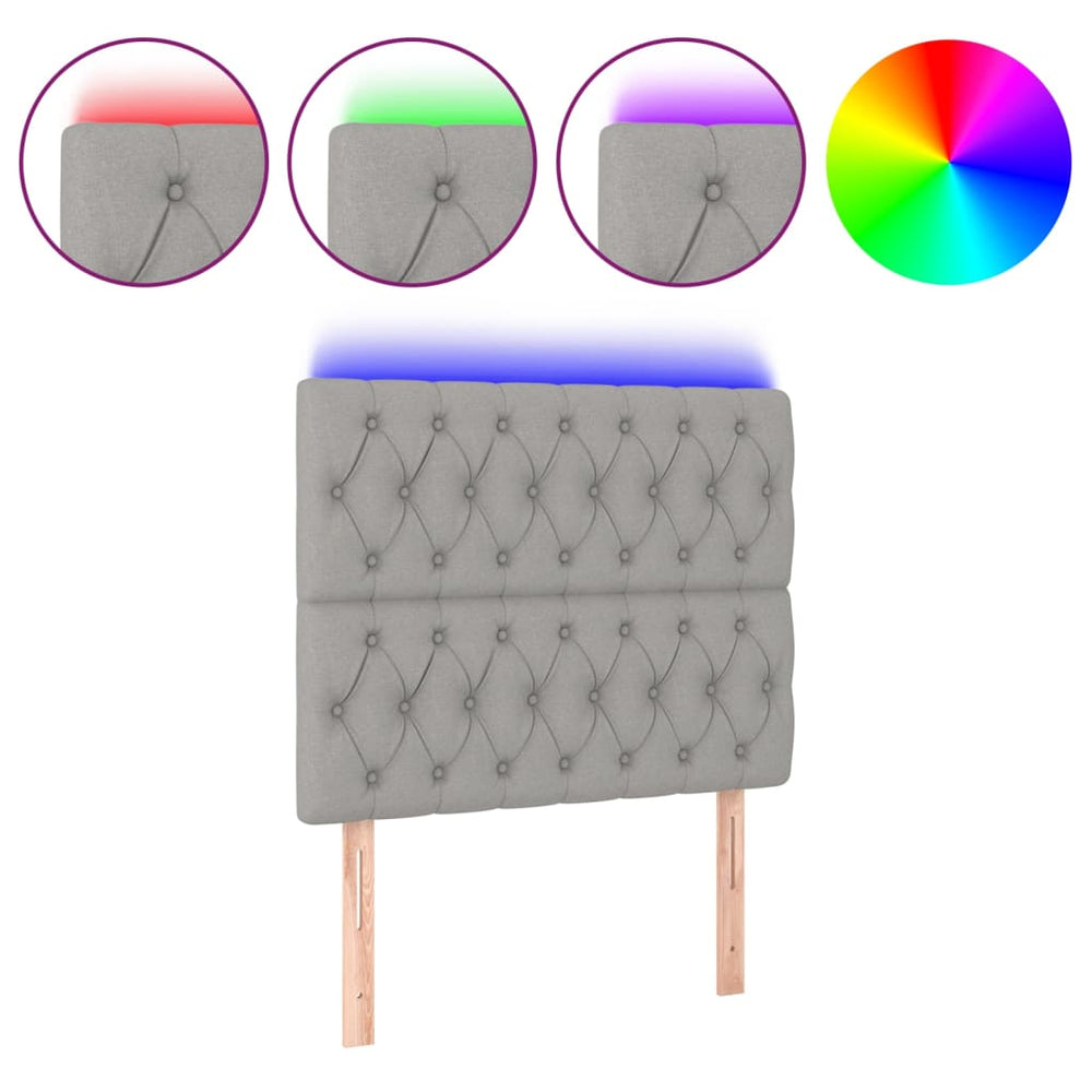 LED Kopfteil Hellgrau 90x7x118/128 cm Stoff