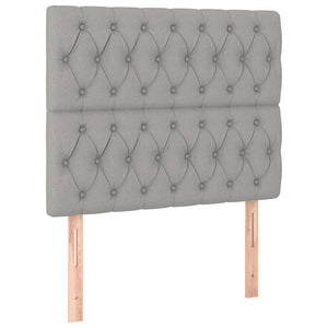 LED Kopfteil Hellgrau 90x7x118/128 cm Stoff