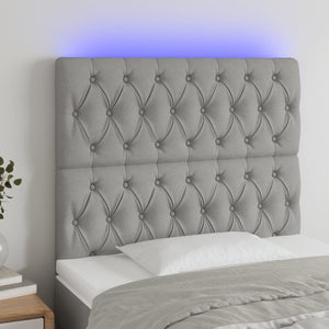 LED Kopfteil Hellgrau 100x7x118/128 cm Stoff