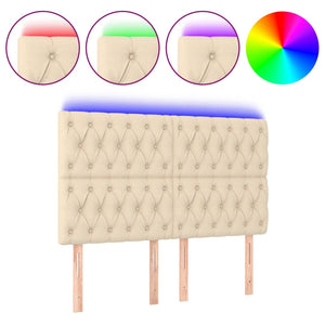 LED Kopfteil Creme 144x7x118/128 cm Stoff