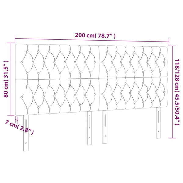 LED Kopfteil Hellgrau 200x7x118/128 cm Stoff