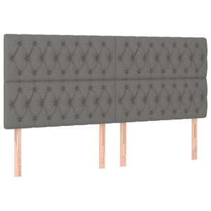 LED Kopfteil Dunkelgrau 200x7x118/128 cm Stoff