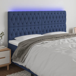 LED Kopfteil Blau 200x7x118/128 cm Stoff