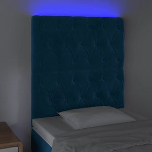 LED Kopfteil Dunkelblau 80x7x118/128 cm Samt
