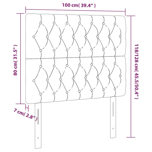 LED Kopfteil Dunkelgrau 100x7x118/128 cm Samt