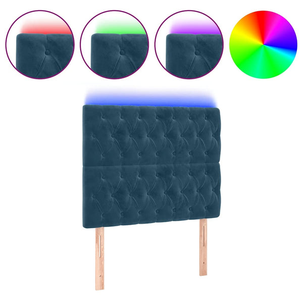 LED Kopfteil Dunkelblau 100x7x118/128 cm Samt