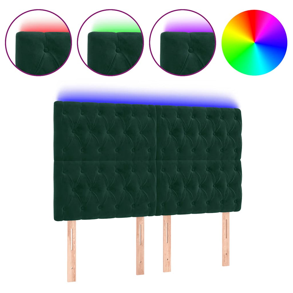LED Kopfteil Dunkelgrün 144x7x118/128 cm Samt