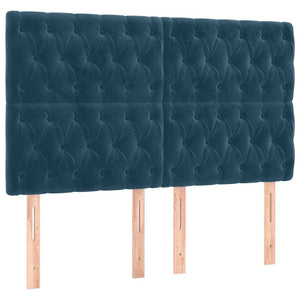 LED Kopfteil Dunkelblau 144x7x118/128 cm Samt