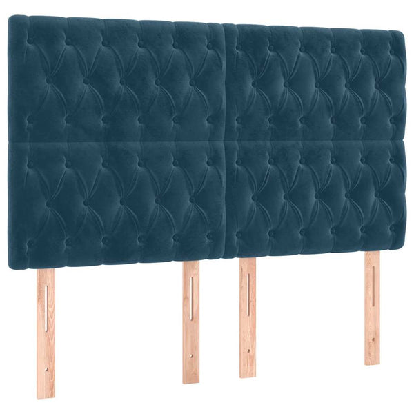 LED Kopfteil Dunkelblau 144x7x118/128 cm Samt