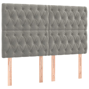 LED Kopfteil Hellgrau 160x7x118/128 cm Samt