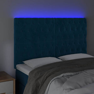 LED Kopfteil Dunkelblau 160x7x118/128 cm Samt