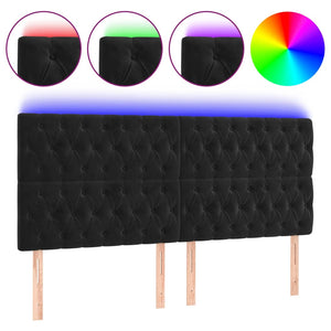 LED Kopfteil Schwarz 180x7x118/128 cm Samt