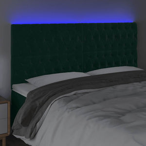 LED Kopfteil Dunkelgrün 180x7x118/128 cm Samt