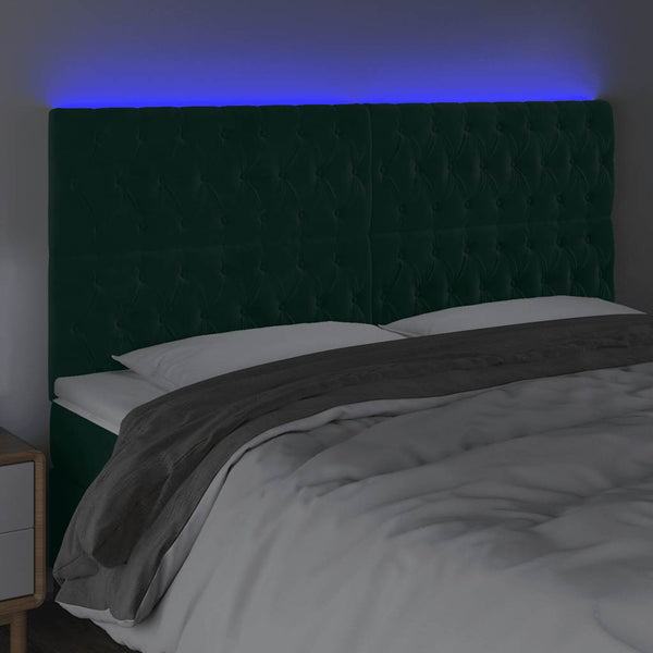 LED Kopfteil Dunkelgrün 180x7x118/128 cm Samt