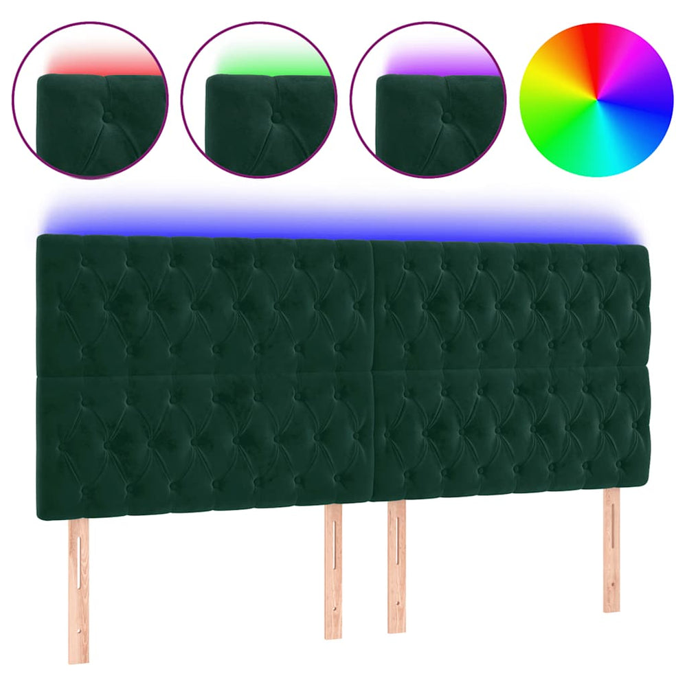 LED Kopfteil Dunkelgrün 200x7x118/128 cm Samt