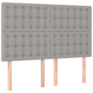 LED Kopfteil Hellgrau 144x5x118/128 cm Stoff
