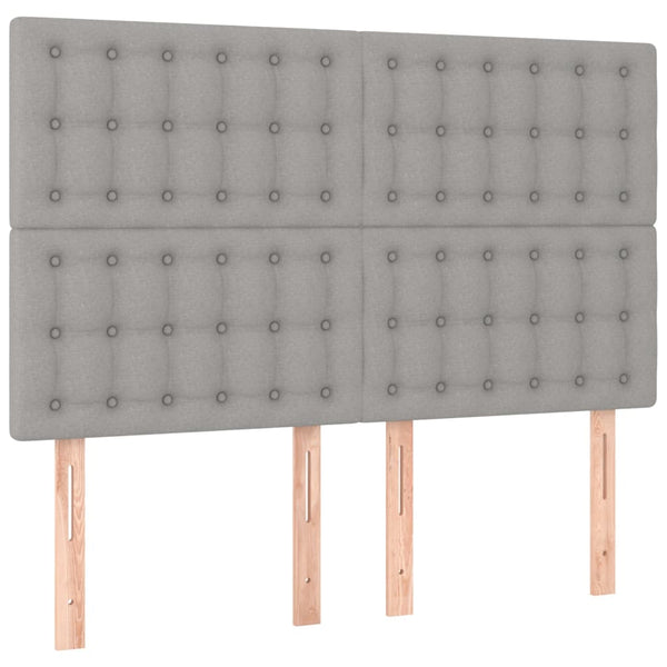 LED Kopfteil Hellgrau 144x5x118/128 cm Stoff