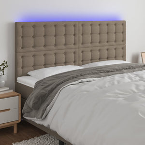 LED Kopfteil Taupe 160x5x118/128 cm Stoff
