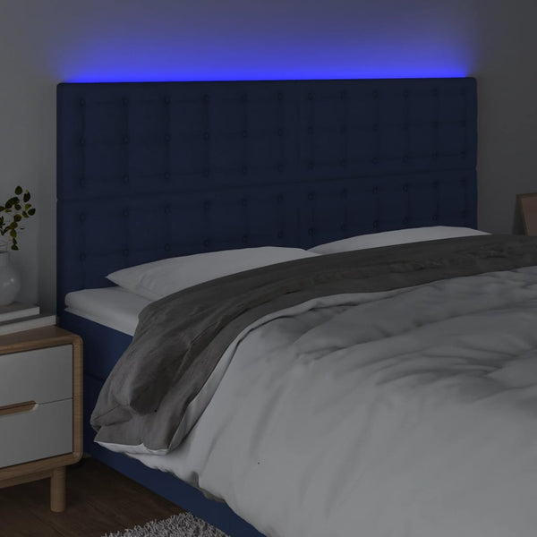LED Kopfteil Blau 160x5x118/128 cm Stoff