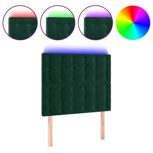 LED Kopfteil Dunkelgrün 80x5x118/128 cm Samt