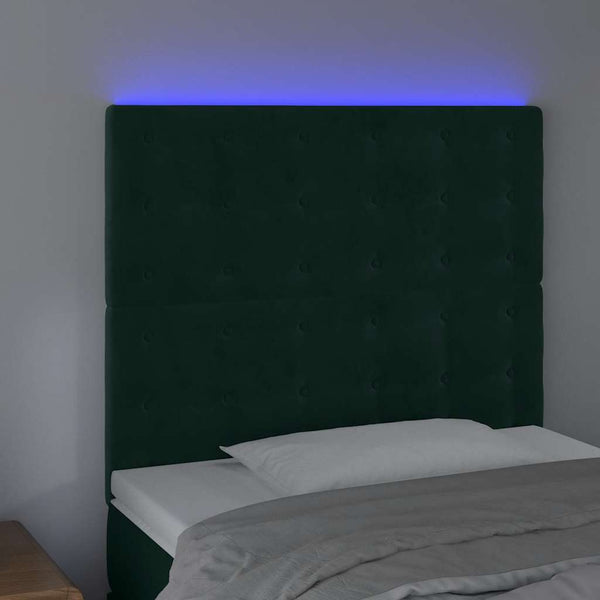 LED Kopfteil Dunkelgrün 80x5x118/128 cm Samt