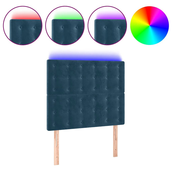 LED Kopfteil Dunkelblau 90x5x118/128 cm Samt
