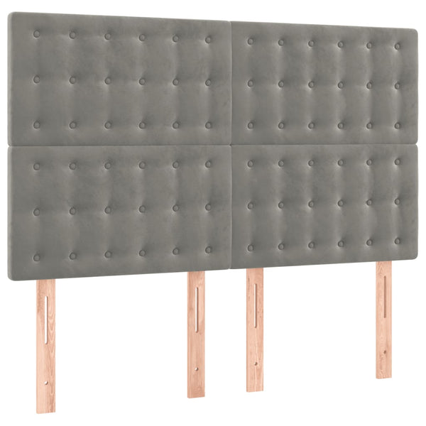 LED Kopfteil Hellgrau 144x5x118/128 cm Samt