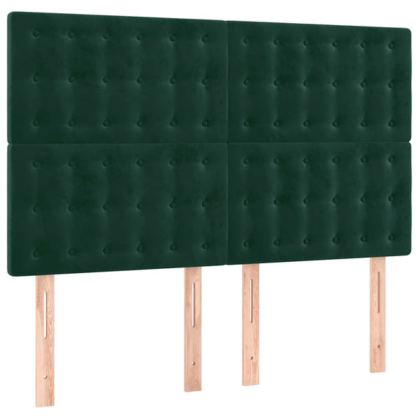 LED Kopfteil Dunkelgrün 144x5x118/128 cm Samt