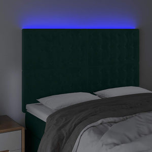 LED Kopfteil Dunkelgrün 144x5x118/128 cm Samt