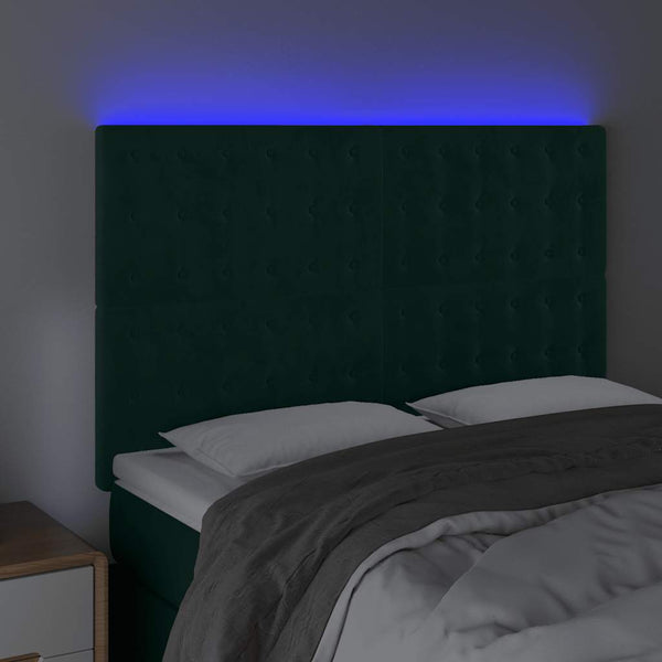 LED Kopfteil Dunkelgrün 144x5x118/128 cm Samt