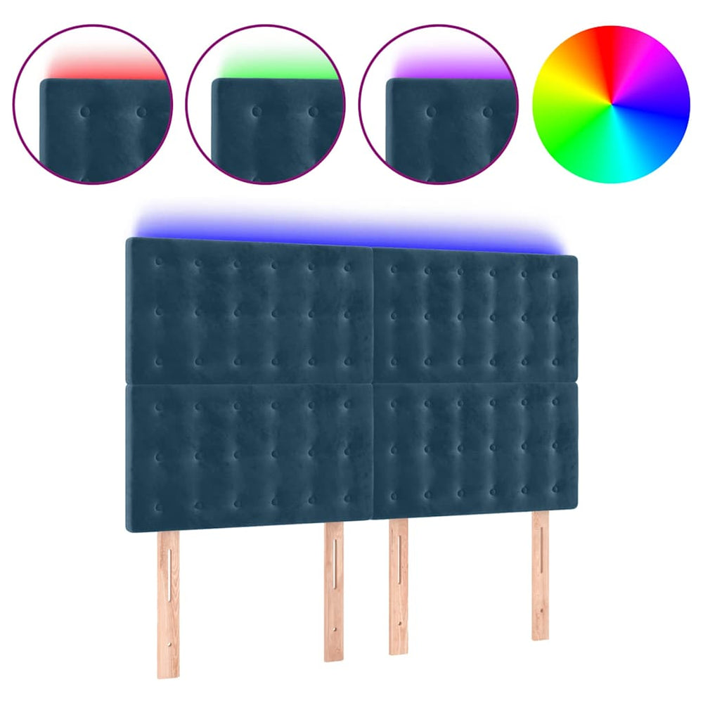 LED Kopfteil Dunkelblau 144x5x118/128 cm Samt