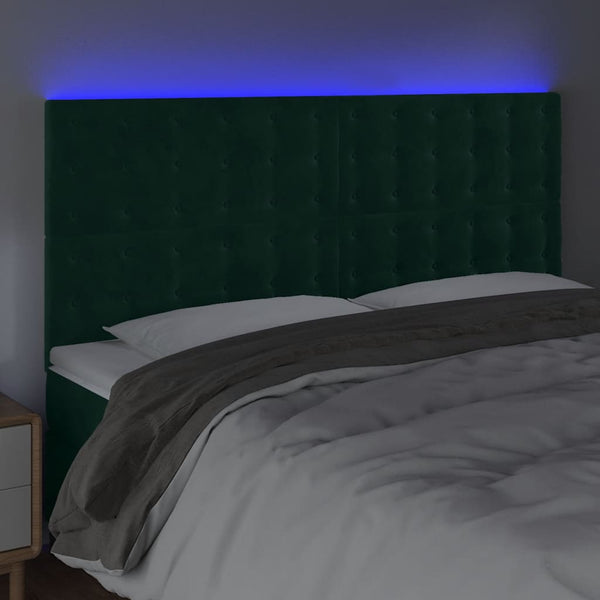 LED Kopfteil Dunkelgrün 160x5x118/128 cm Samt