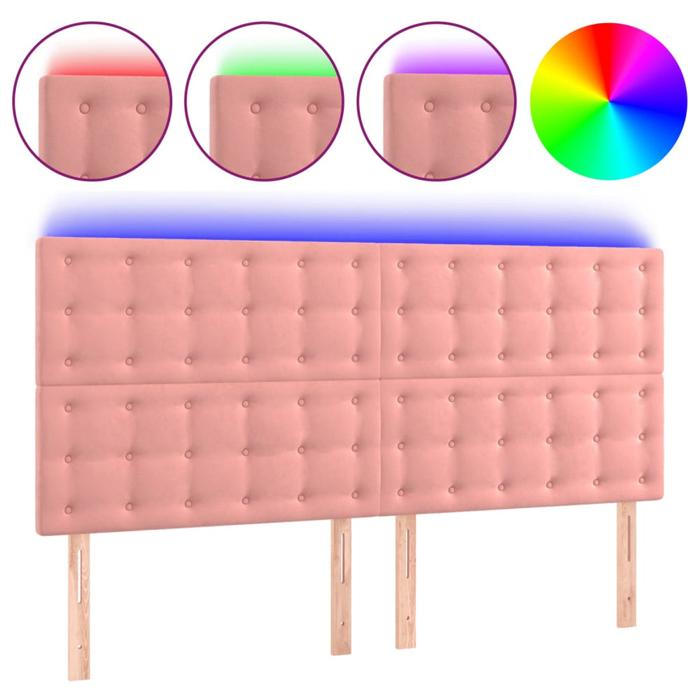 LED Kopfteil Rosa 160x5x118/128 cm Samt