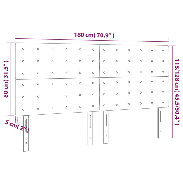 LED Kopfteil Dunkelgrau 180x5x118/128 cm Samt