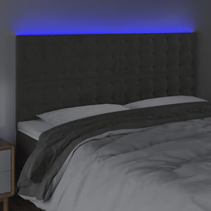 LED Kopfteil Dunkelgrau 200x5x118/128 cm Samt