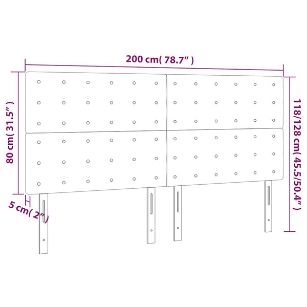 LED Kopfteil Dunkelgrün 200x5x118/128 cm Samt