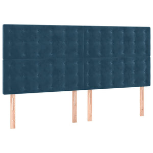 LED Kopfteil Dunkelblau 200x5x118/128 cm Samt