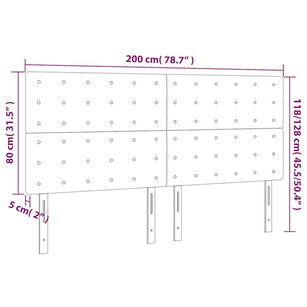 LED Kopfteil Dunkelblau 200x5x118/128 cm Samt