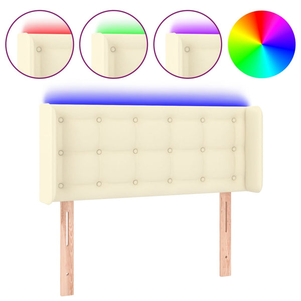 LED Kopfteil Creme 93x16x78/88 cm Kunstleder