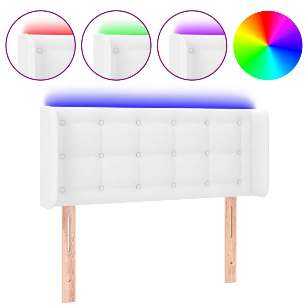 vidaXL Tête de lit à LED Blanc 103x16x78/88 cm Similicuir