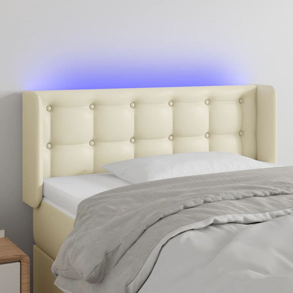 vidaXL Tête de lit à LED crème 103x16x78/88 cm similicuir