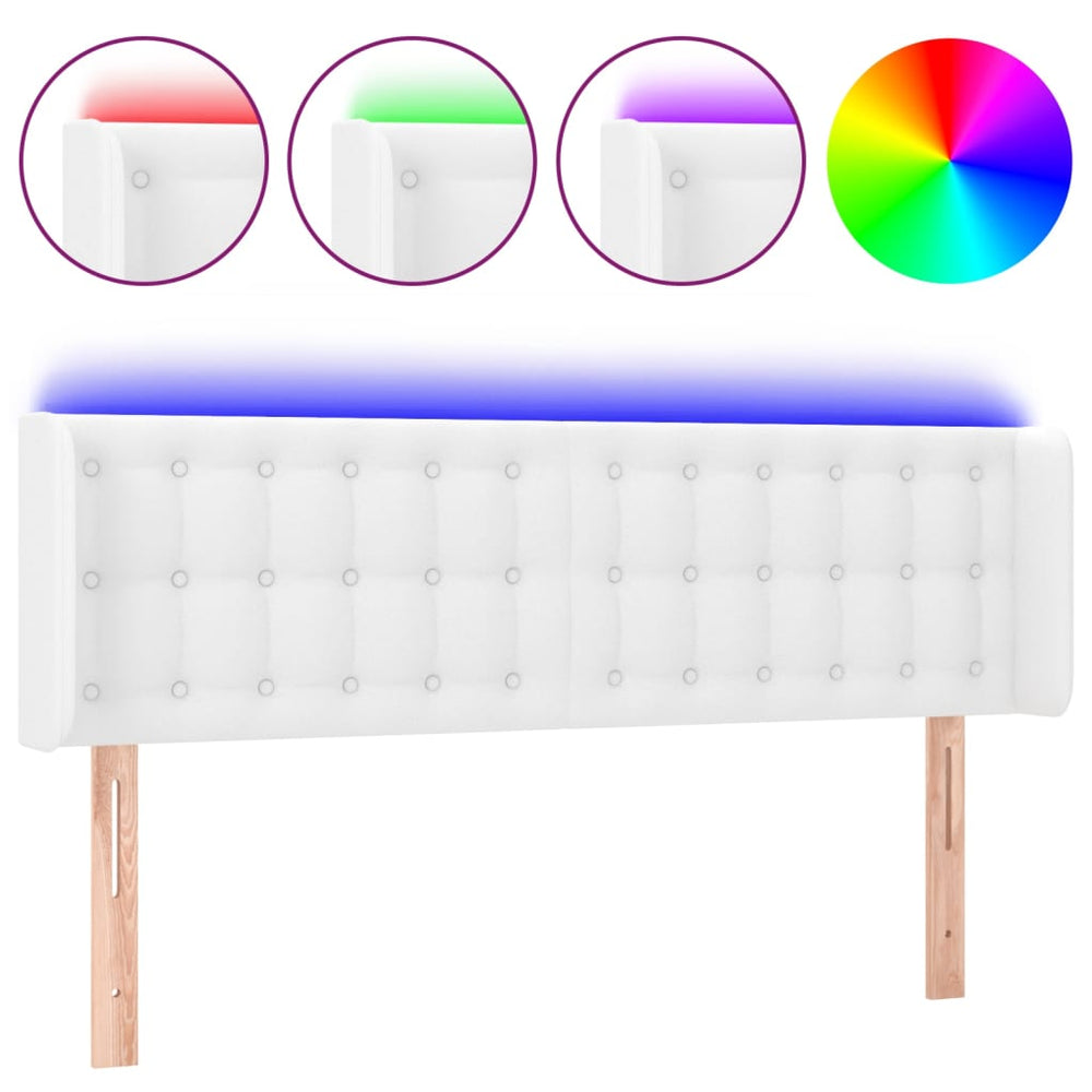 vidaXL Tête de lit à LED Blanc 147x16x78/88 cm Similicuir