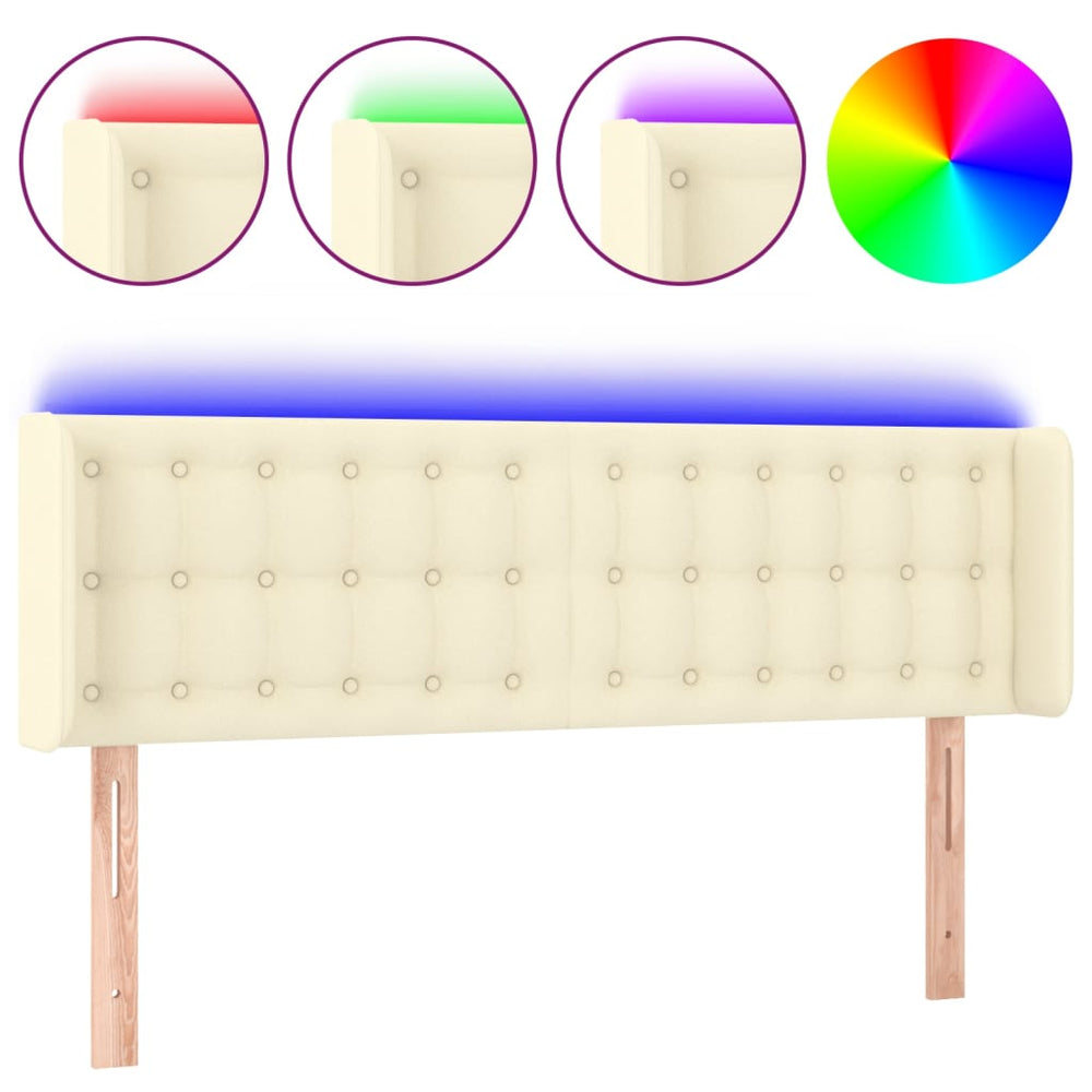 vidaXL Tête de lit LED crème 147x16x78/88 cm similicuir